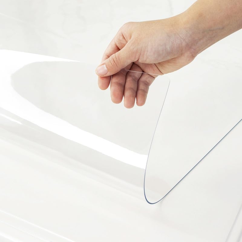 Clear Table Cover Protector ,1.5mm Thick Plastic Table Cover Rectangle,PVC Clear Table Protector,Desk Protector Mat for Kitchen, Dresser, Writing Desk,Dining Room Table