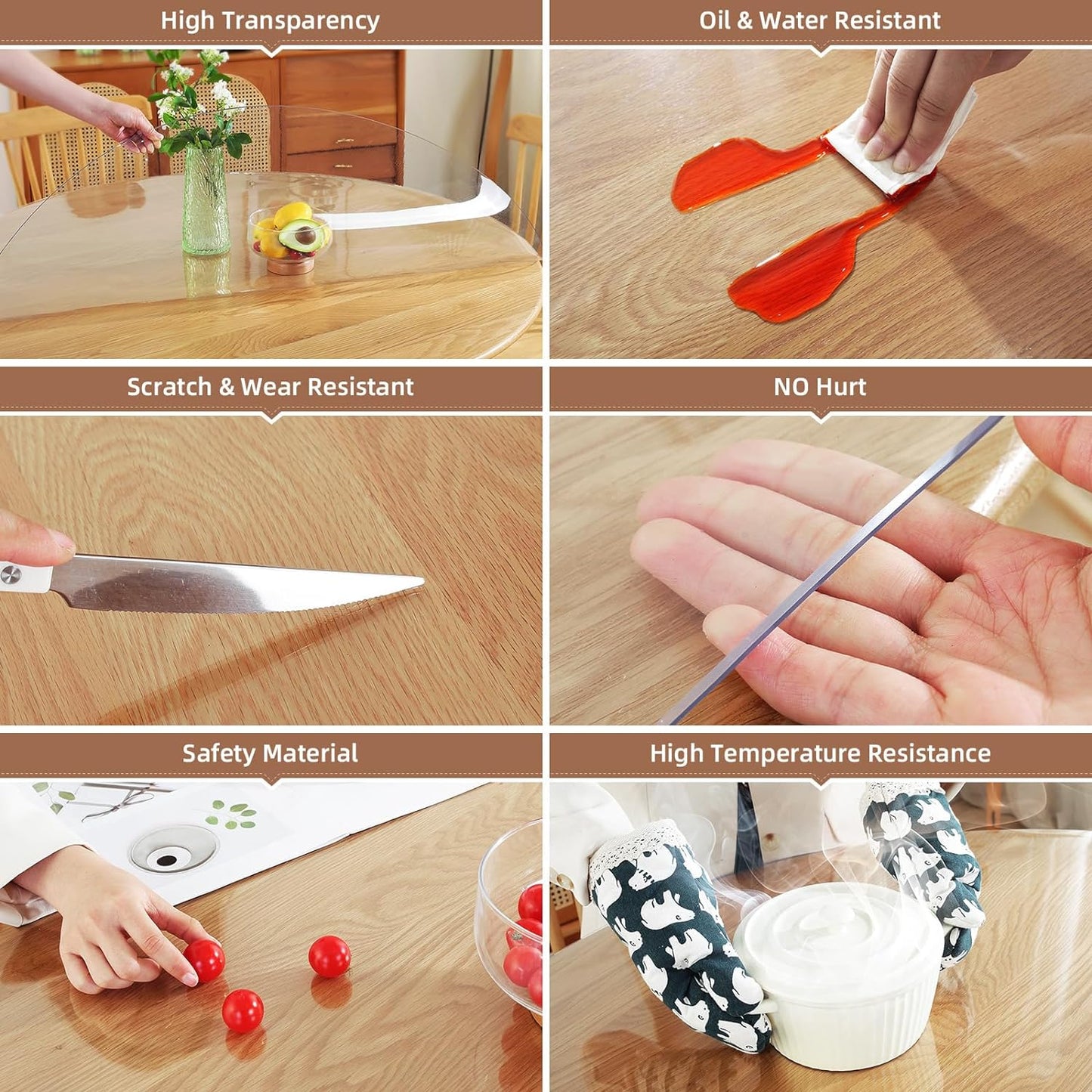 Round Clear Table Protector 2mm Thick, Clear Round Table Cover Protector, Plastic Waterproof PVC Tablecloth, Vinyl Circle Table Top Protector for Dining Room Table, Coffee Table