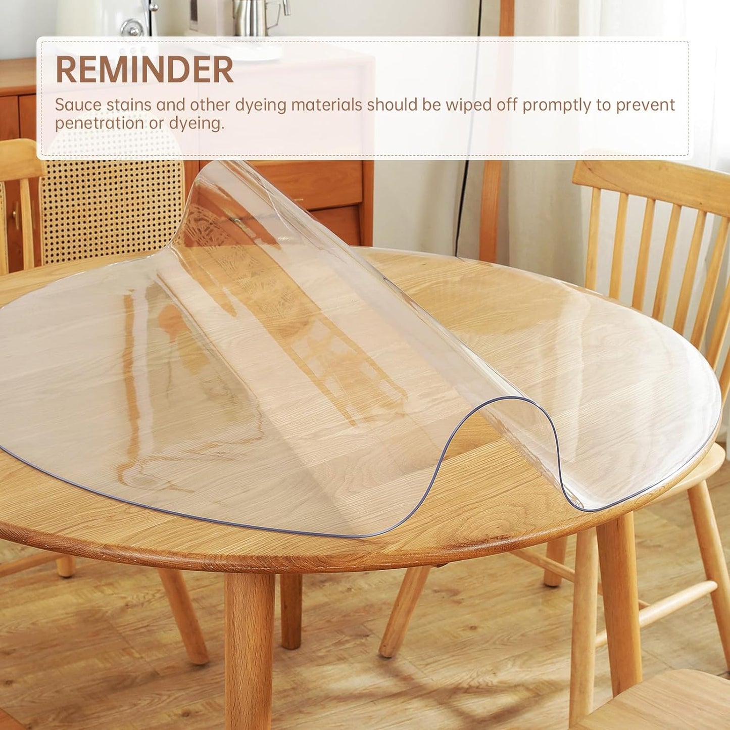 Round Clear Table Protector 2mm Thick, Clear Round Table Cover Protector, Plastic Waterproof PVC Tablecloth, Vinyl Circle Table Top Protector for Dining Room Table, Coffee Table