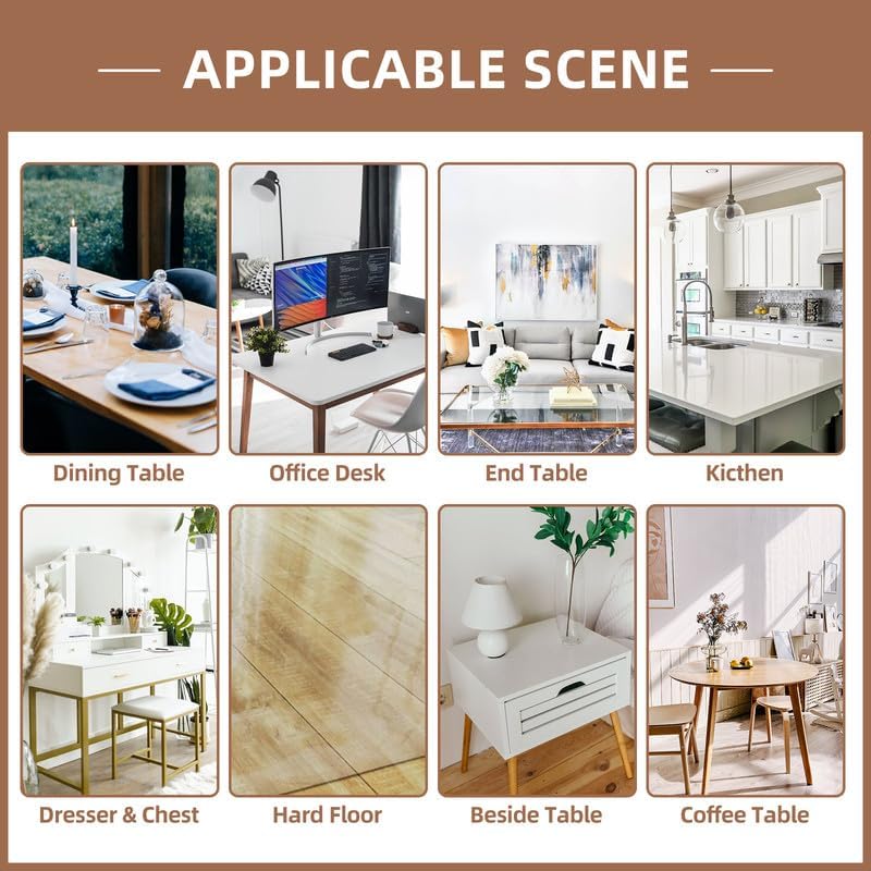 Clear Table Cover Protector ,1.5mm Thick Plastic Table Cover Rectangle,PVC Clear Table Protector,Desk Protector Mat for Kitchen, Dresser, Writing Desk,Dining Room Table