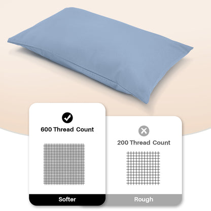 100% Cotton Toddler Pillowcase Set of 2, 600 Thread Count 13x18 Toddler Pillowcases Soft & Breathable, Cotton Travle Pillow Case Cover 13"x 18" with Envelope Closure