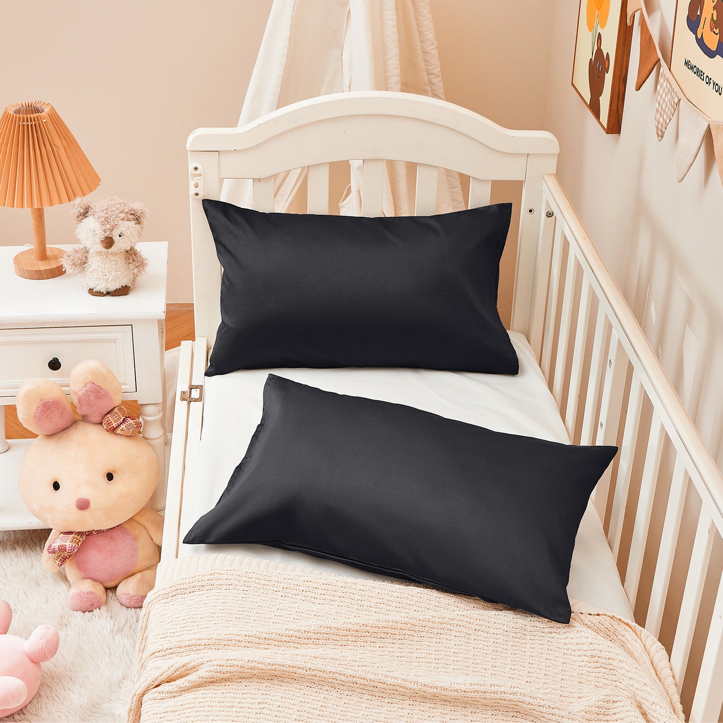 100% Cotton Toddler Pillowcase Set of 2, 600 Thread Count 13x18 Toddler Pillowcases Soft & Breathable, Cotton Travle Pillow Case Cover 13"x 18" with Envelope Closure